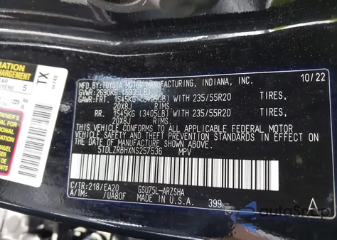 2022 Toyota Highlander Xse from USA, damaged, VIN 5TDLZRBHXNS257536